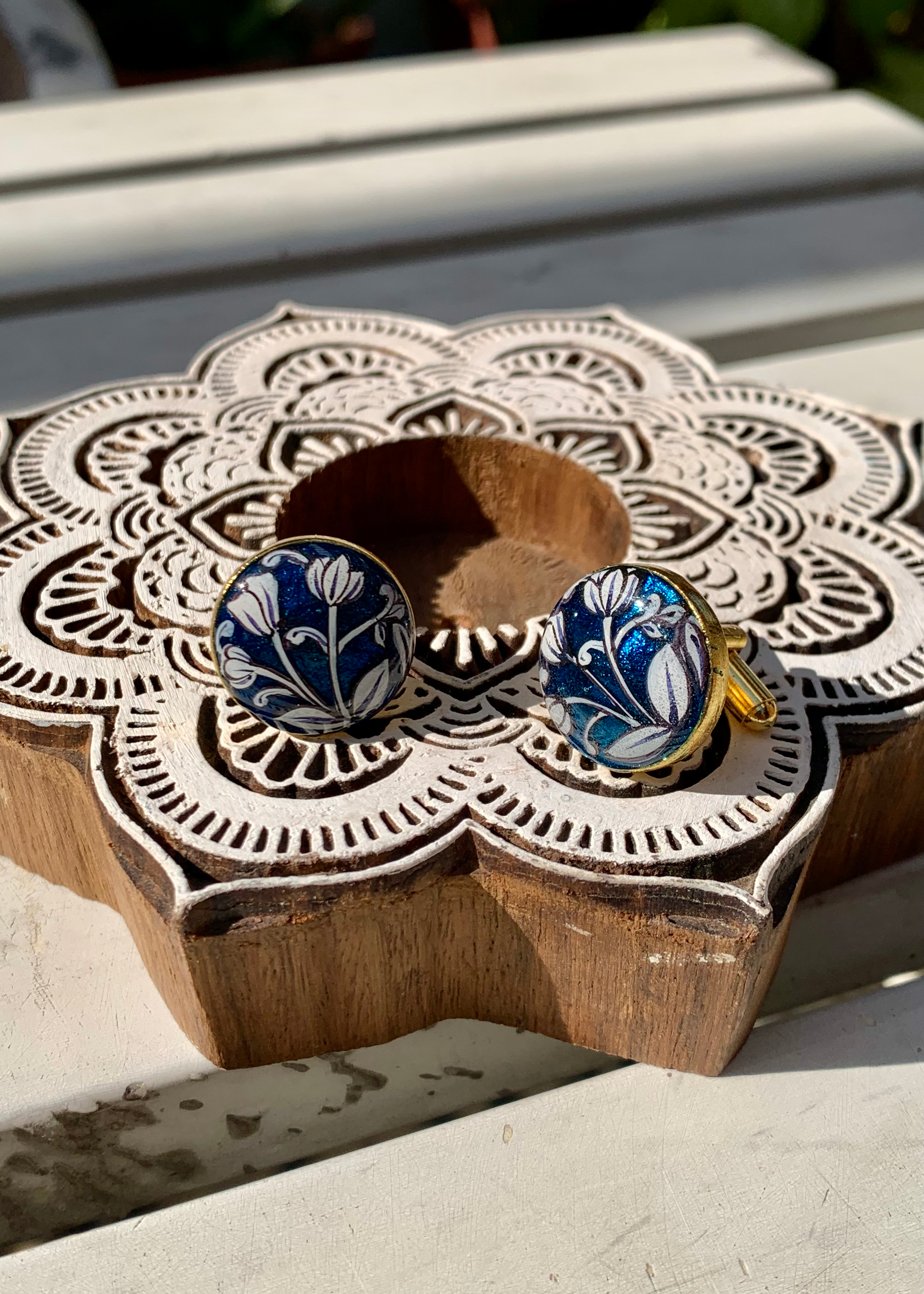 "Royal Bageecha" Hand Painted Cufflinks