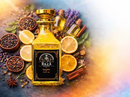 Raza Sensible perfume for men, with vibrant citrus, lavender, and spice ingredients, perfect for summer fragrances