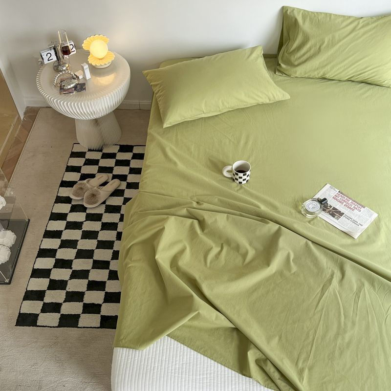 Thumbnail: Bed Sheets Plaid Non-slip Comfortable Washed Twin Queen Full Size Nordic Style U