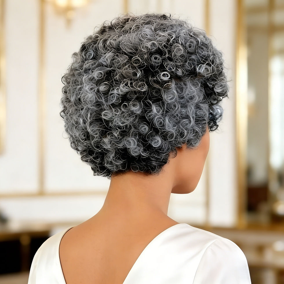 Thumbnail: Grey Human Hair Wig for Women Short Curly Bangs Wig Mom/Grandmother Daily Use 6 