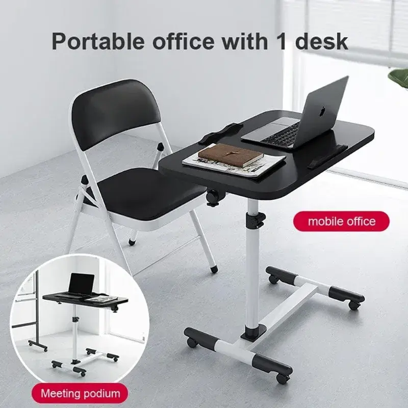 Thumbnail: Bedside Desk, Portable Laptop Desk with Drawers, 360 ° Rotating Board, Double A