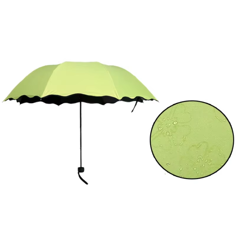 Thumbnail: Umbrella Encountering Water Flowering 3-Fold Handheld Travel Umbrella UV Protect