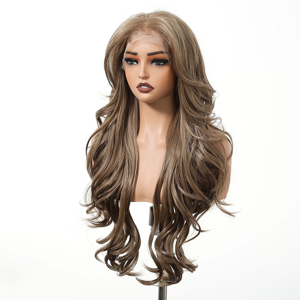 Thumbnail: EASIHAIR Long Wavy Curly Brown Synthetic Wigs for Women 13*4 Lace Frontal Wigs N