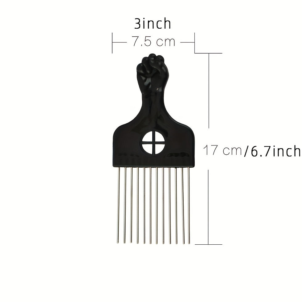 Thumbnail: Black Metal African American Pick Comb Hair Combs Hair Comb for Hairdressing Sty