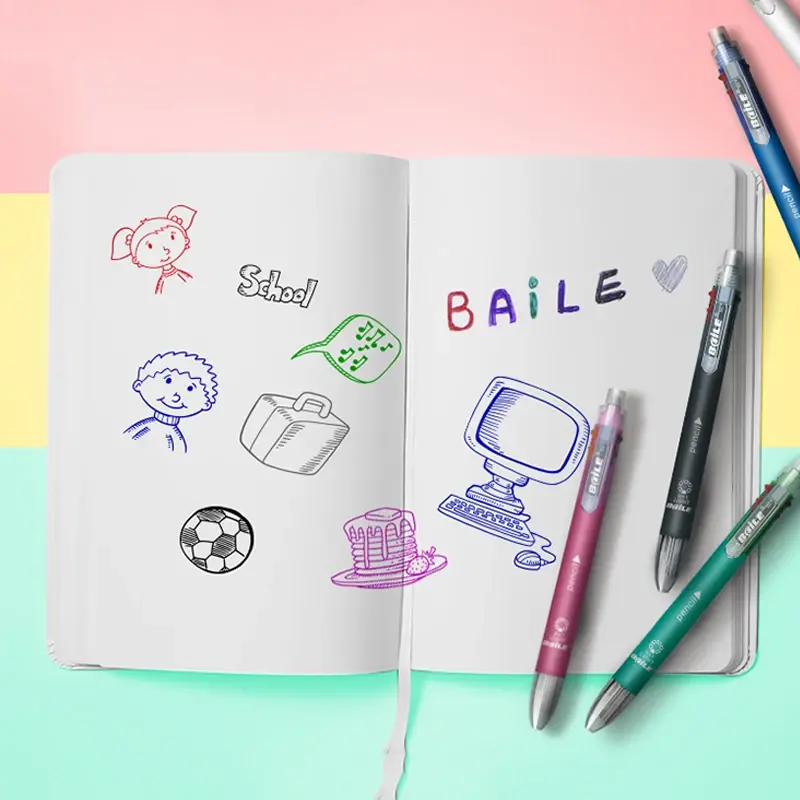 Thumbnail: 6 In 1 Multicolor Ballpoint Pens 5 Colors Ball Pen 1 Automatic Pencil With Erase