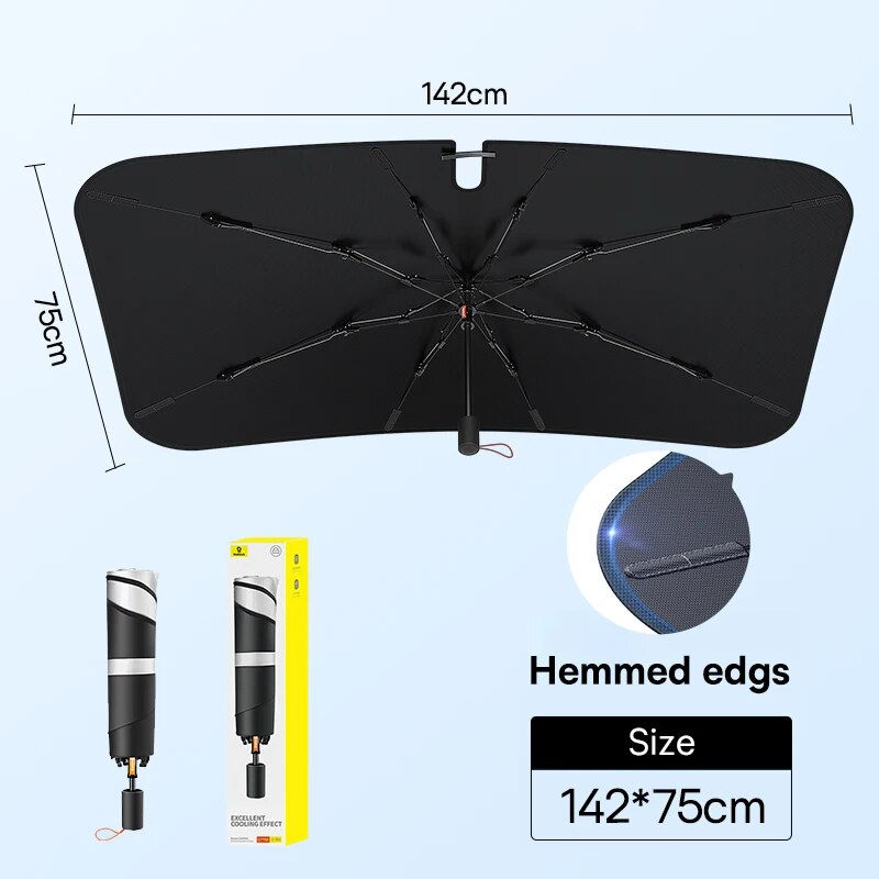 Thumbnail: Baseus Car Windshield Sun Shade Umbrella Wider Hemmed Edges Cover Front Window S