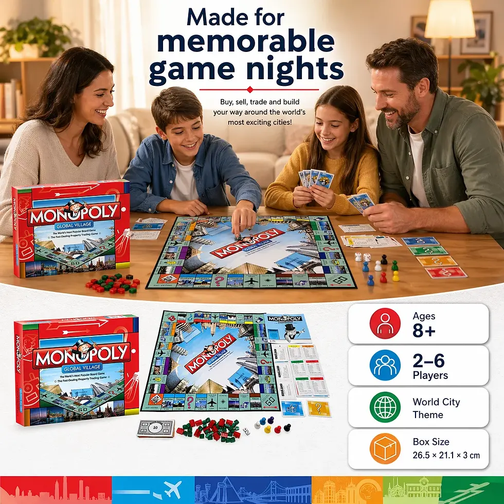 Thumbnail: Premium MONOPOLY GLOBAL VILLAGE Board Game - Exquisite Craftsmanship for Tableto