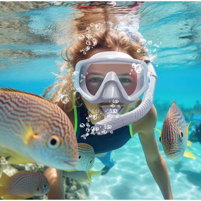 Thumbnail: Freediving Swimming Professional equipment Glasses Set with Snorkel Full Dry Sno