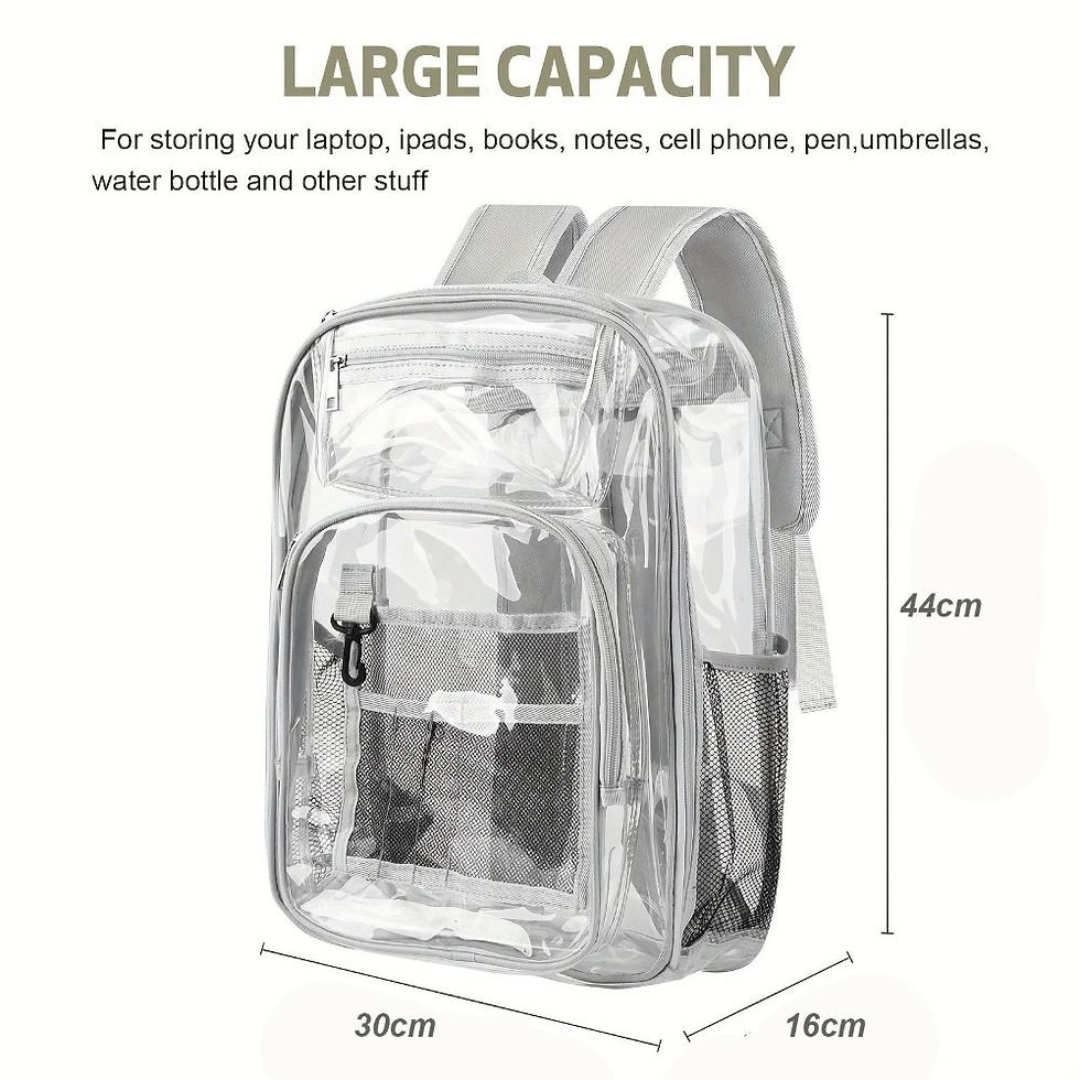 Thumbnail: Casual PVC Clear Backpack Large Capacity with Multi-pockets Students Bookbag See
