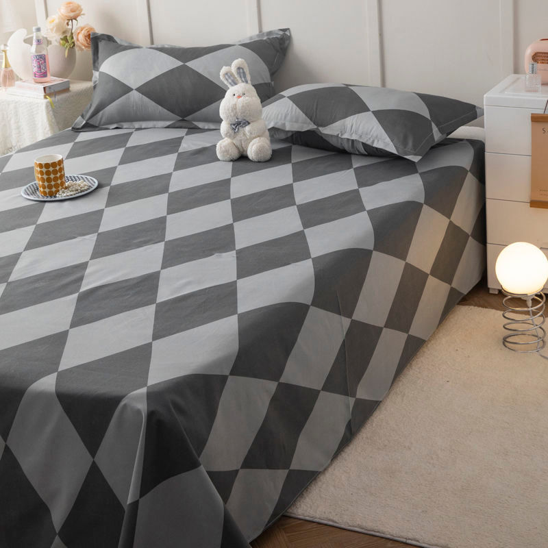 Thumbnail: Bed Sheets Plaid Non-slip Comfortable Washed Twin Queen Full Size Nordic Style U