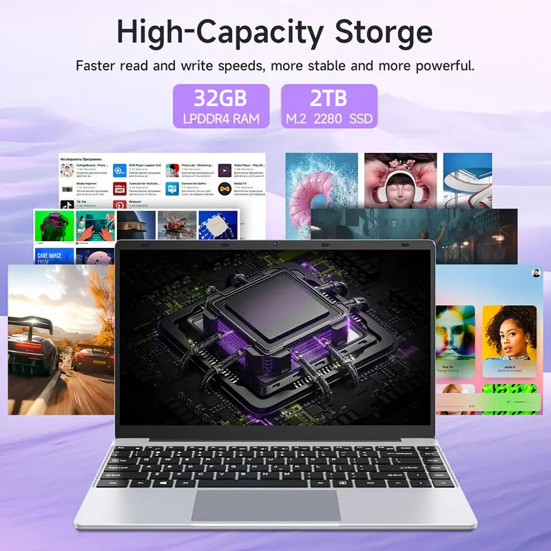 Thumbnail: 2026 ultra-thin Gamer Laptop Intel Core Processor 32GB RAM 1TB 2TB SSD HD 14.1 I