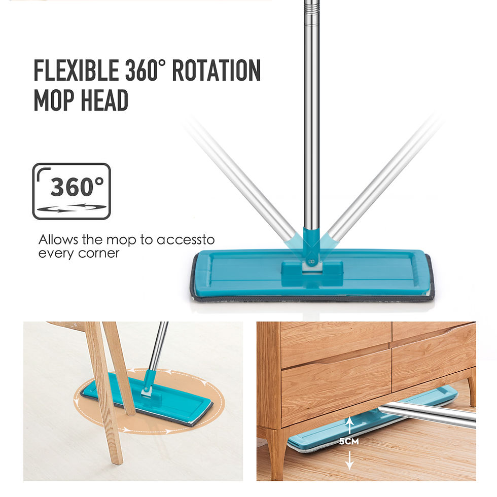 Thumbnail: Flat Squeeze Mop with Spin Bucket Hand Free Wringing Floor Cleaning Microfiber M