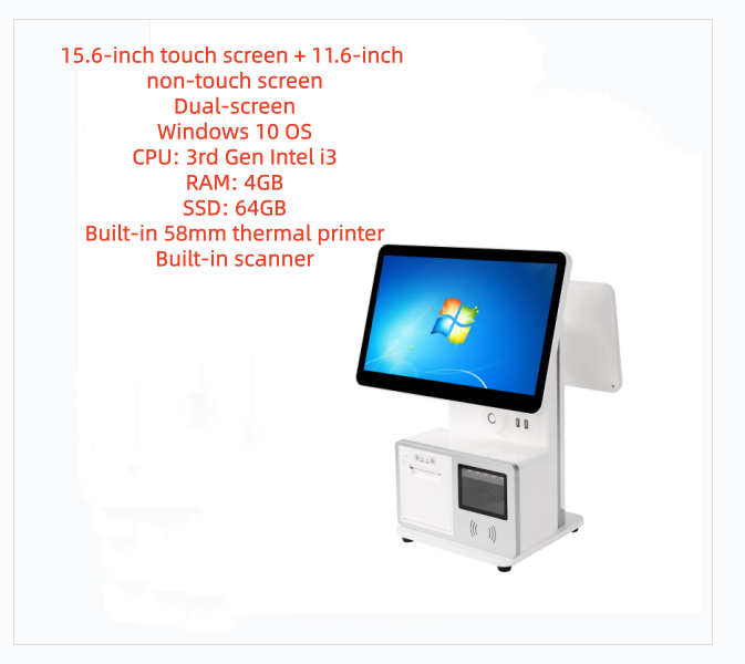 Thumbnail: 15.6 inch POS Terminal, All-in-One Cash Register POS System The screen supportsI