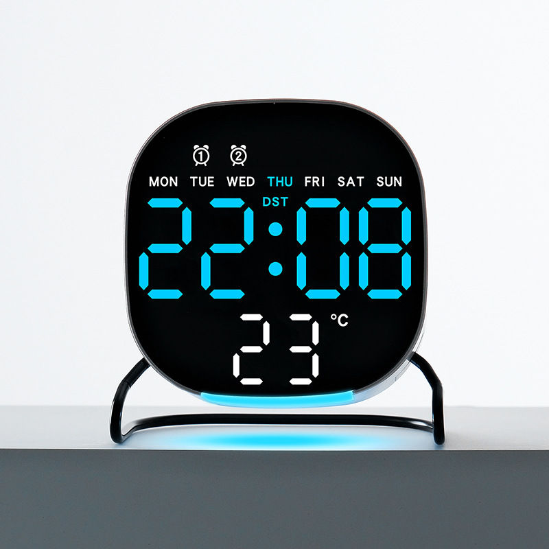 Thumbnail: LED Alarm Clock Voice Control Digital Clock Night Light Temperature Week Date Di