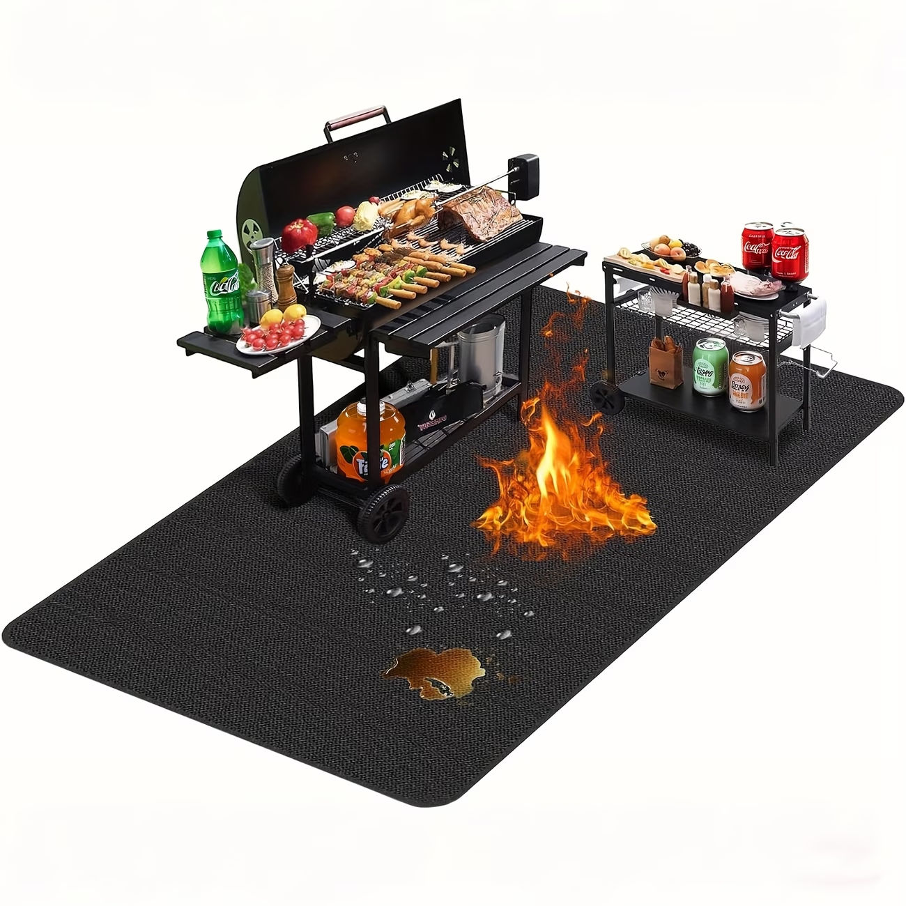Large BBQ Grill Mat Double-Sided Fireproof,Heat-Resistant for Outdoor Grills,Fir