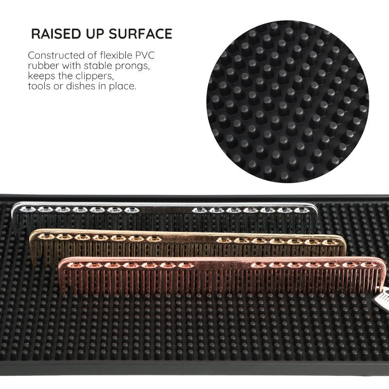 Thumbnail: Salon Barber Mat for Nonslip Barbershop Counter Mat PVC Black Flexible Thick Tab
