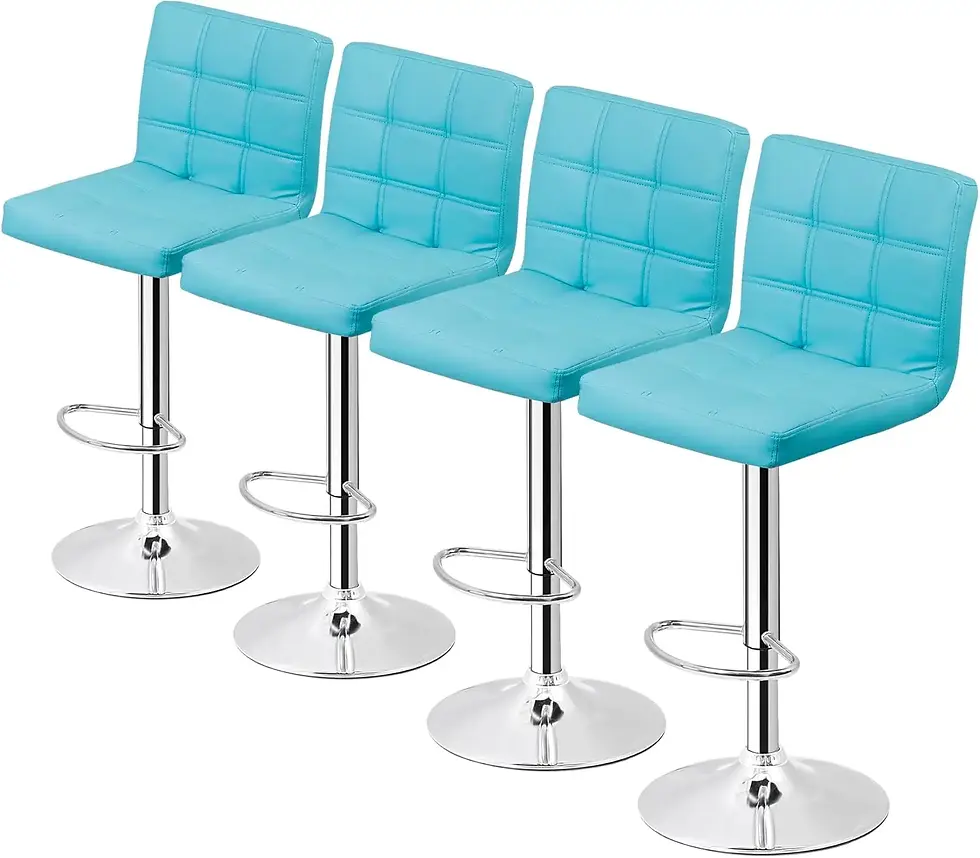 Thumbnail: Set of 4 Adjustable Swivel Barstools, Modern PU Leather Kitchen Counter Bar Stoo