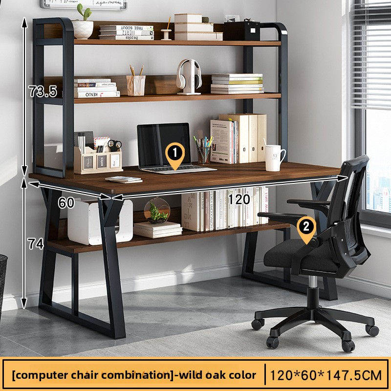 Thumbnail: Multi-functional Desktop Computer Desk Bedroom Simple Bookshelf Integrated Writi