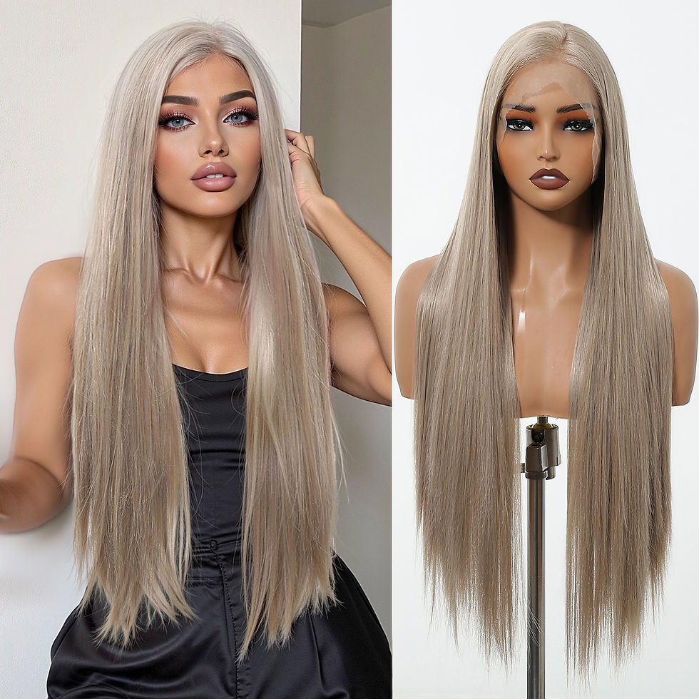 Thumbnail: EASIHAIR Long Wavy Curly Brown Synthetic Wigs for Women 13*4 Lace Frontal Wigs N