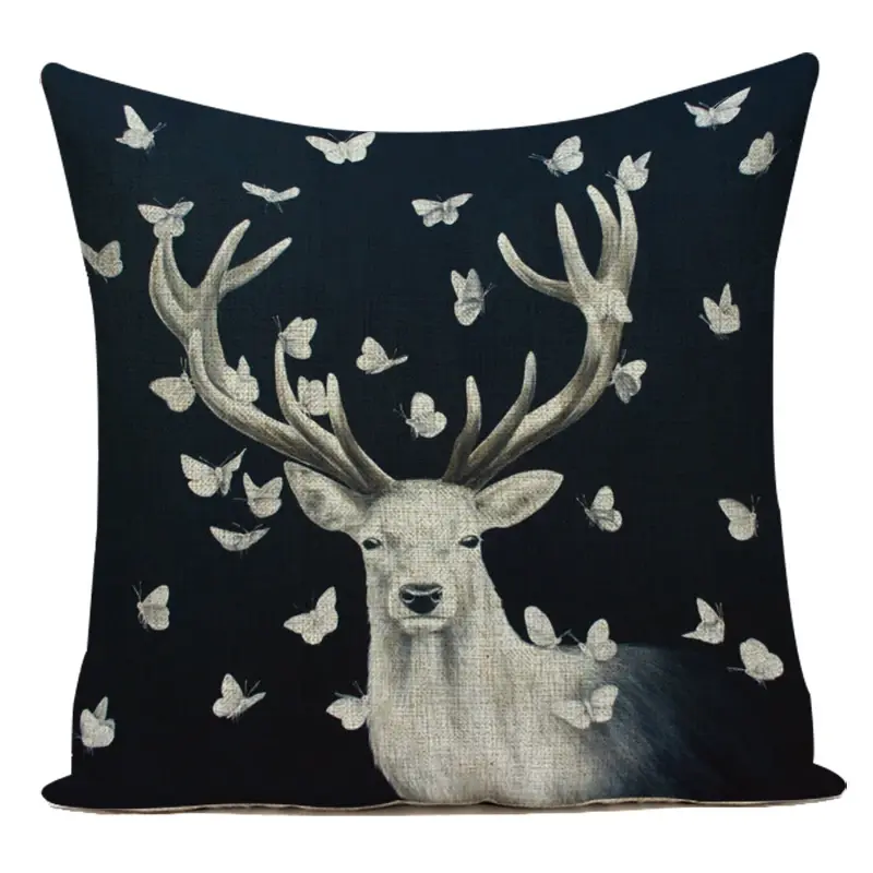 Thumbnail: Pillow Lovely Animals Sika Deer Giraffe Pillow Cover Decorative Polyester Sofa H