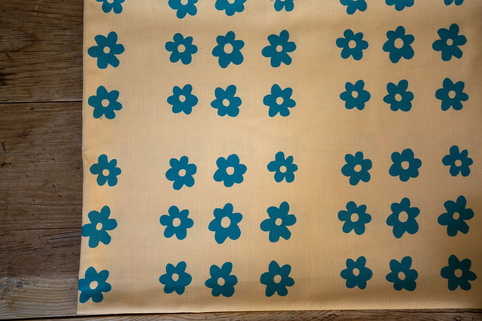 Thumbnail: organic Floral Teal print soft furnishing blinds curtains cushion cotton velvet half panama