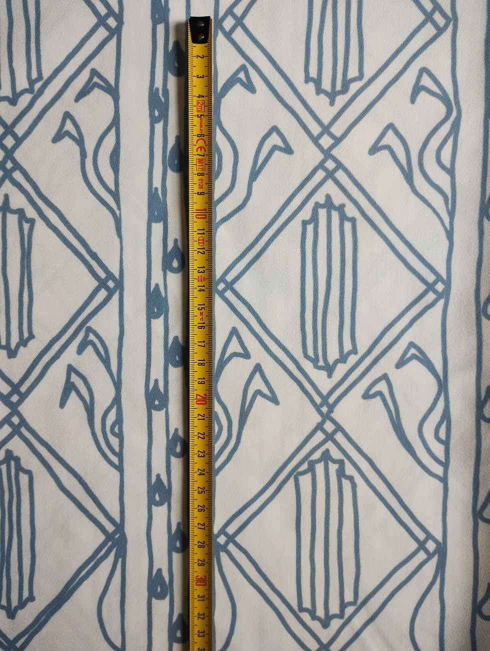 Thumbnail: Cotton linen Vienna Blue fabric pattern print white half panama velvet fine texture