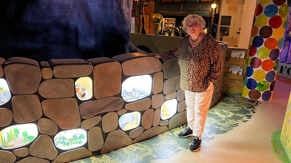 Leo's granddaughter, Annie Lionni, visited The Rabbit hOle to see the exhibit celebrating several of Leo's books in fall 2024.
