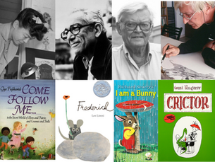 Images of Gyo Fujikawa, Leo Lionni, Richard Scarry, and Tomi Ungerer and their books