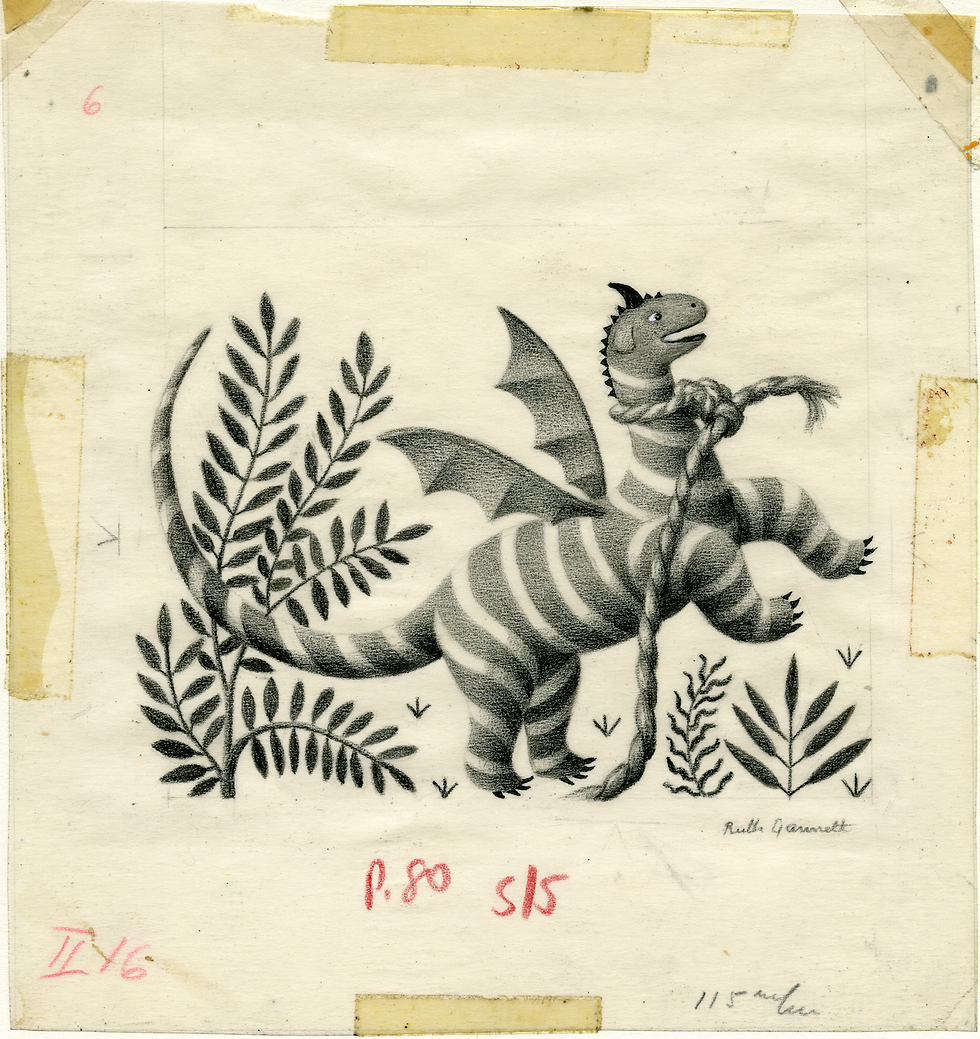 Original illustration from My Father's Dragon on loan from The Kerlan Collection of Children's Literature at the University of Minnesota.