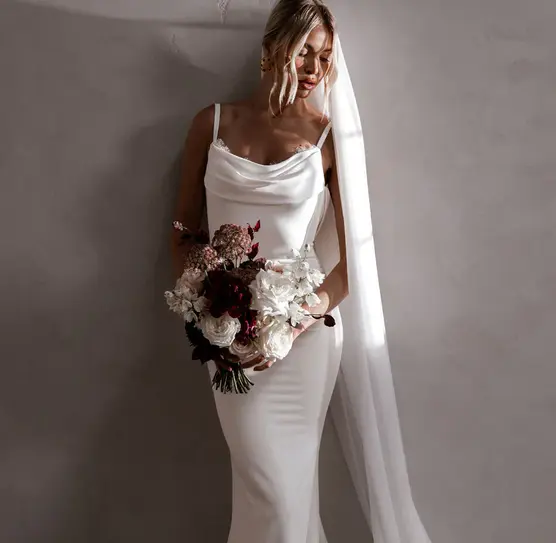Bride Wearing Made With Love Archie V2 Plain Fitted Wedding Dress