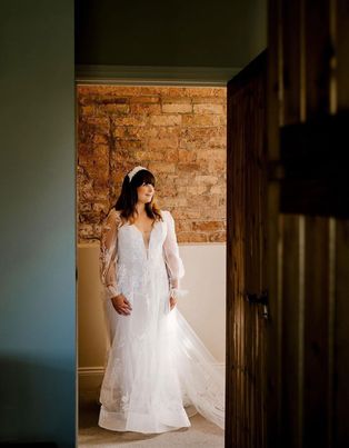 Real Elizabeth Kate Bridal Bride Kelly wearing Rebecca Ingram Priscilla wedding dress