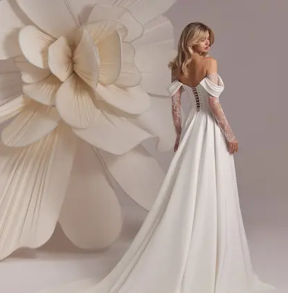 Bride Wearing Eva Lendel Baccara Wedding Dress