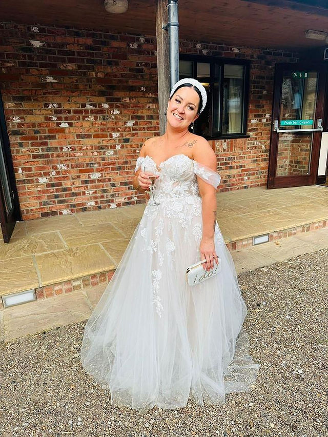 Real Elizabeth Kate bride wearing Enzoani Love Aisha wedding dress
