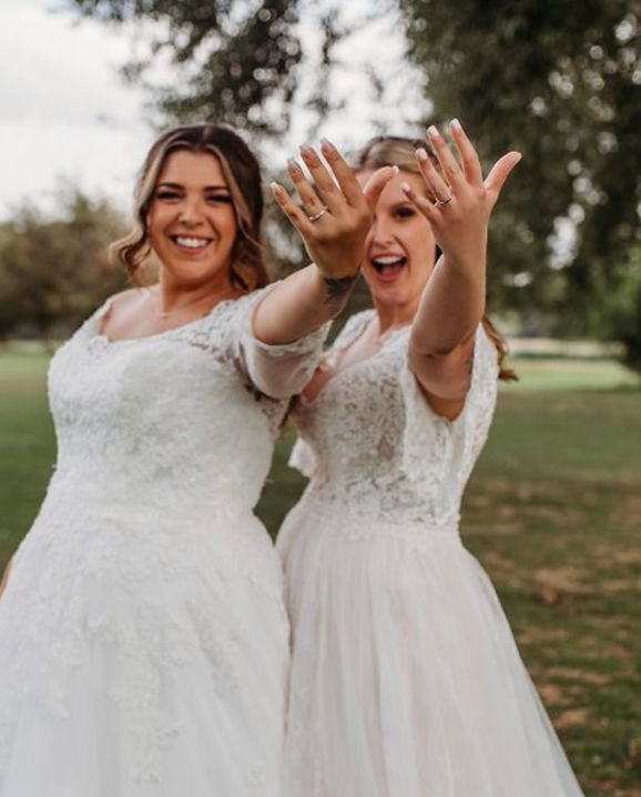 Real Elizabeth Kate Bridal Bride Rachel wearing Rebecca Ingranh Iris wedding dress