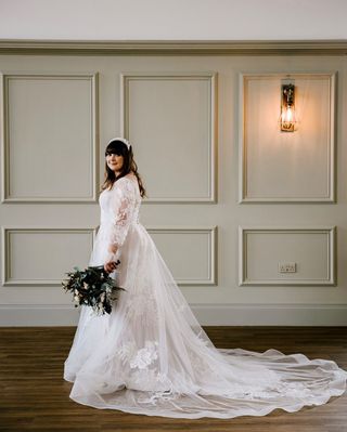 Real Elizabeth Kate Bridal Bride Kelly wearing Rebecca Ingram Priscilla wedding dress
