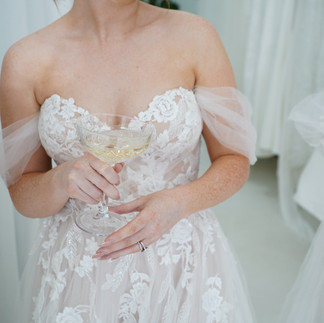 Close up detail of made to order designer wedding dress at Elizabeth Kate Bridal Lincolnshire showing quality craftsmanship and construction