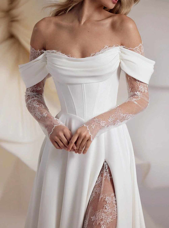 Bride wearing Eva Lendel Baccara A Line Wedding Dress from Elizabeth Kate Scunthorpe.jpg