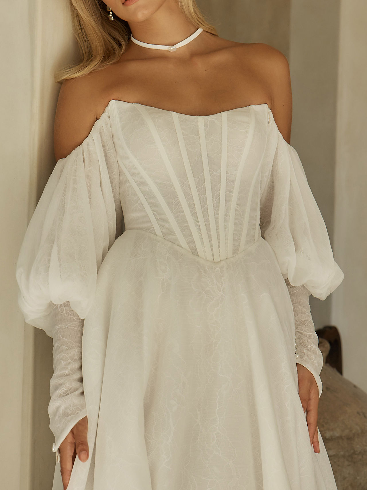 Basque waist corset wedding dress Lincolnshire boutique