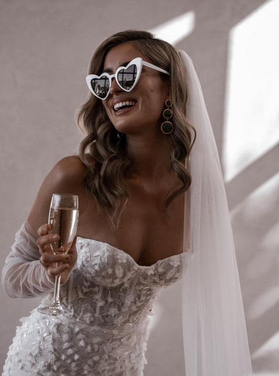 Bride wearing Made With Love Posie lace fitted Wedding Dress at Elizabeth Kate Crowle Scunthorpe