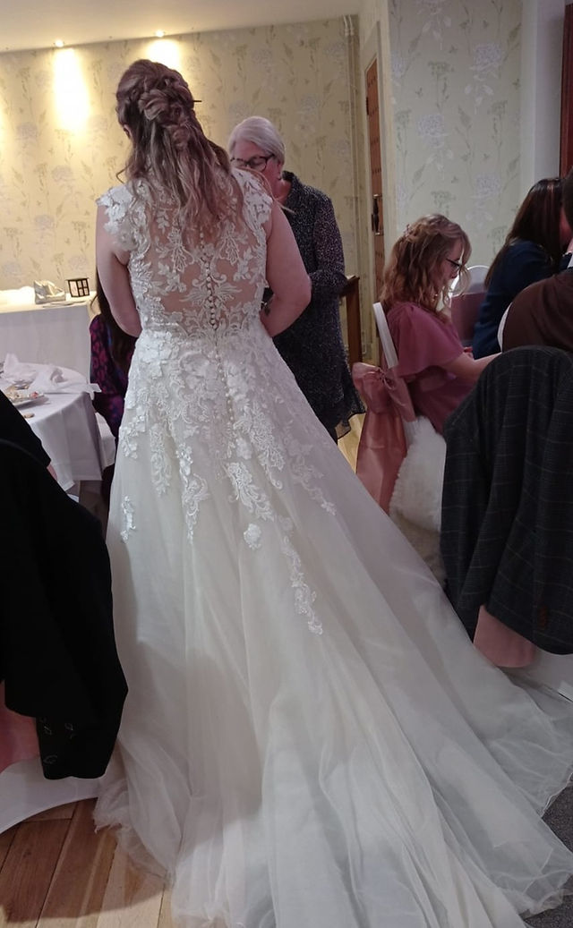 Abby and Will real Elizabeth Kate bride in Enzoani wedding dress