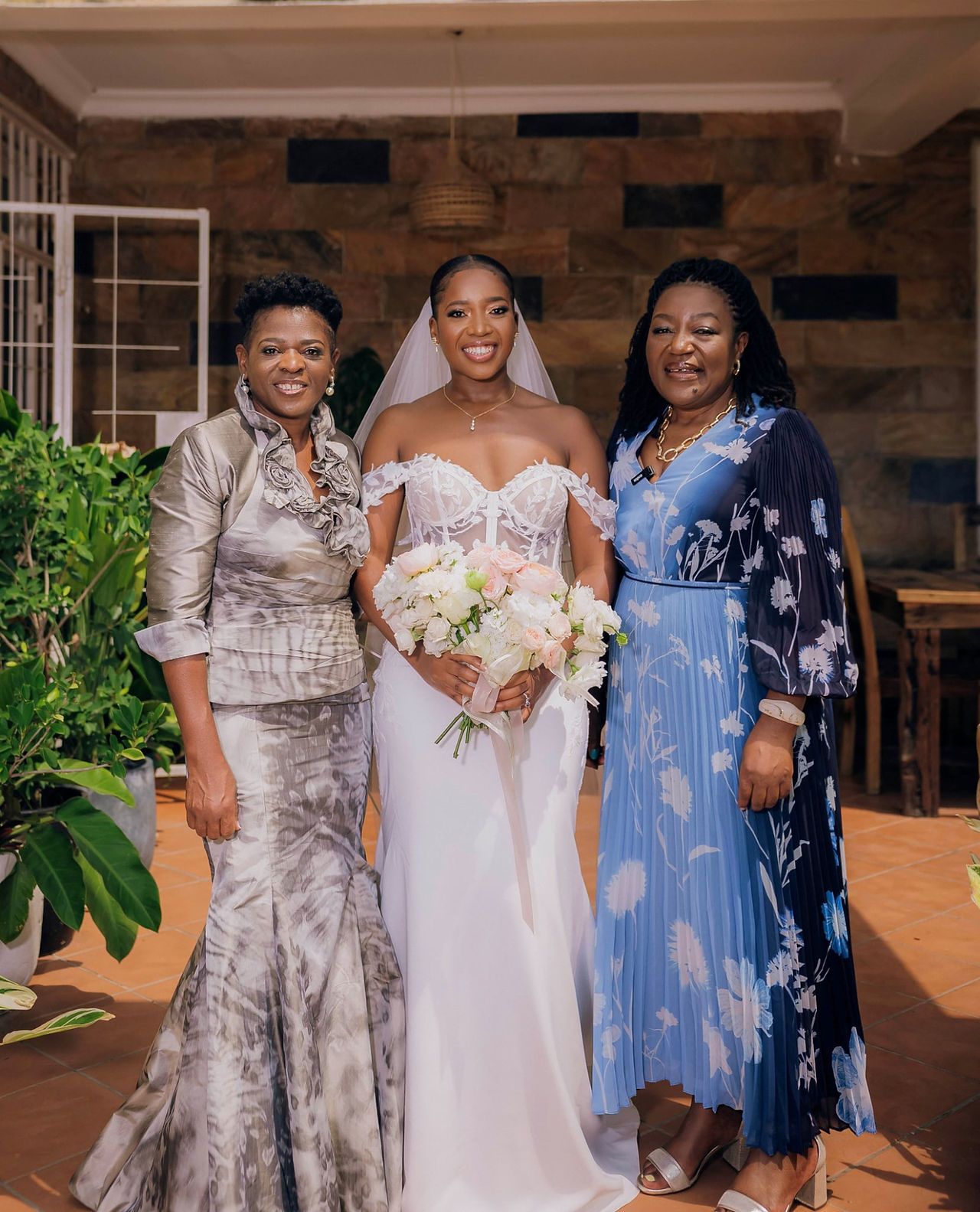 Bride wearing the Ameera wedding dress by Elizabeth Kate Bridal during her beach wedding in Tanzania