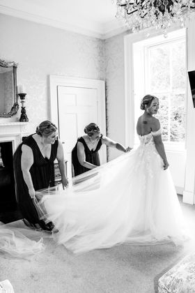 Real Elizabeth Kate bride Charlotte wearing Enzoani Love Aisha wedding dress  at Hirst Priory Crowle
