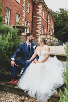 Real Elizabeth Kate bride Charlotte wearing Enzoani Love Aisha wedding dress  at Hirst Priory Crowle