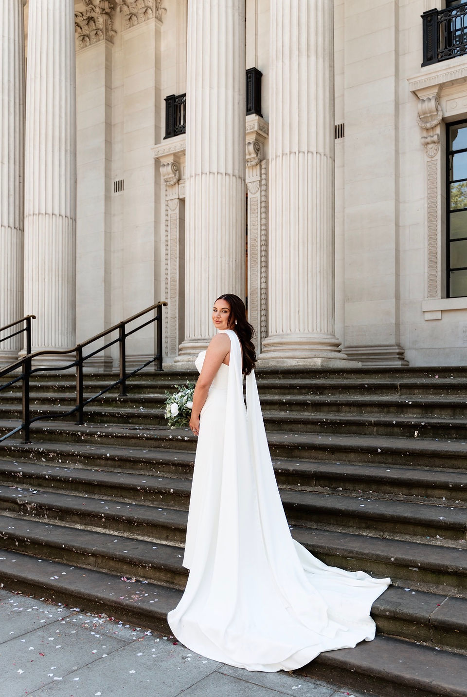 Elizabeth Kate Bridal bride in her timeless wedding dress on her wedding day at Marylebone Town Hall