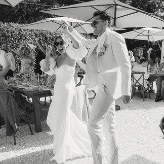 Real bride Chloe wearing the Levi dress by Serene by Madi Lane at her romantic French farmhouse wedding in France.