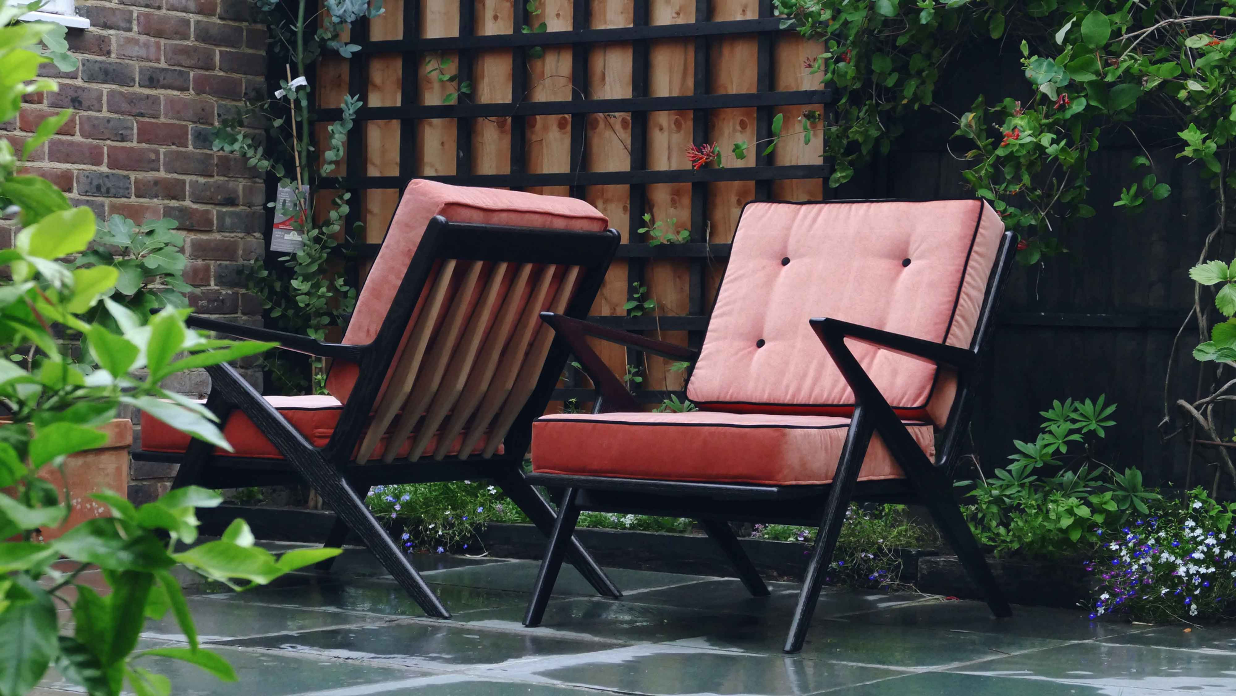 Bespoke Ebonised Oak Handmade Z-Chair Pair with Cushions
