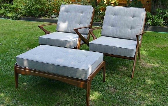 Handmade Z chair in American Walnut with grey cushions