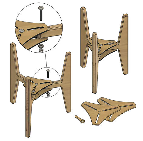 Plant stand drawing with assembly instructions.