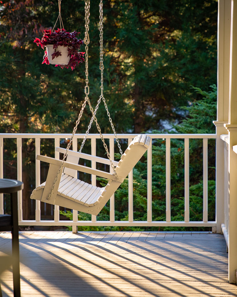 A sunny porch swing