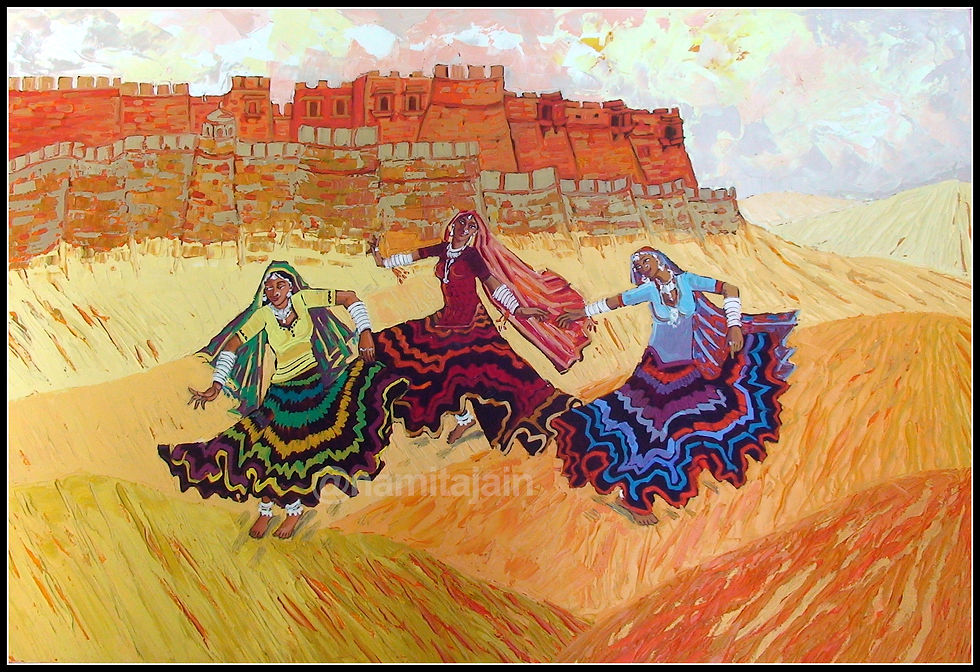 Traditions_&_Colours_of_Rajasthan_30_x48_Framed_Oil_on_Canvas_£_700_edit
